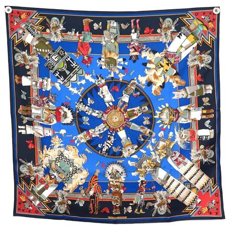 hermes kachinas scarf blue|kachinas silk scarf.